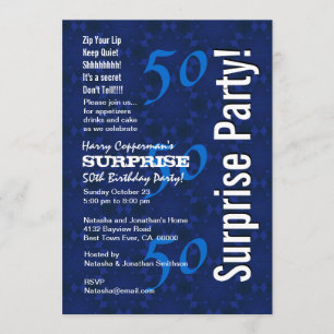 Invitation ÉTONNEZ le motif bleu moderne G208 du cinquantième