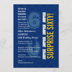 Invitation ÉTONNEZ le soixantième bleu moderne et l'or V003