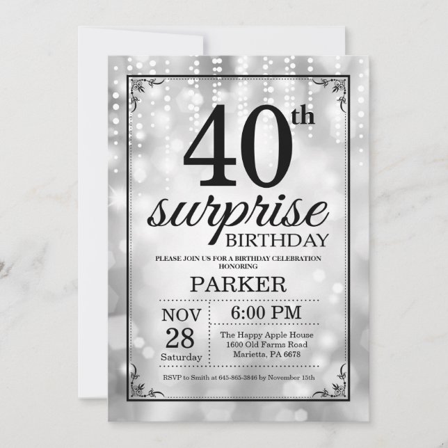 Invitation Étonnez les quarantième parties scintillantes (Devant)