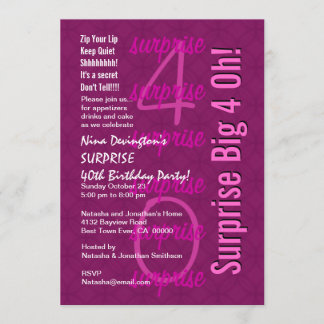Invitation ÉTONNEZ les quarantième tonalités d'anniversaire