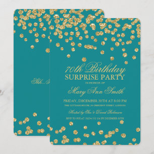 Invitation Étonnez les soixante-dixième confettis Teal de
