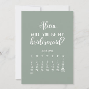 Invitation Être ma femme de ménage Sage Green Calendrier Prop