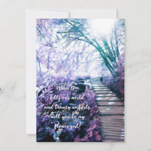 Invitation être ma fille de fleurs forêt enchantée