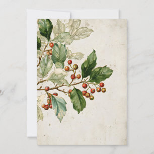 Invitation Étude Botanique Holly Leaf   Élégant État saisonni