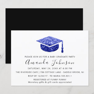 Invitation Étudiant de la fête de fin d'études Bleu Blanc Cas