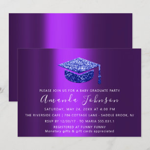 Invitation Étudiant de la fête de fin d'études Purple Blue Ca