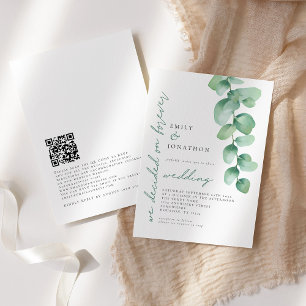 Invitation Eucalyptus a décidé sur Forever QR Code Mariage