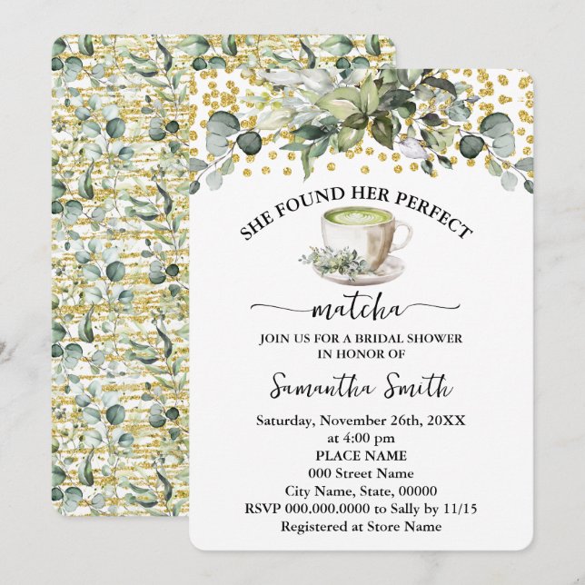 Invitation Eucalyptus A Trouvé Sa Fête des mariées Parfaite D (Devant / Derrière)