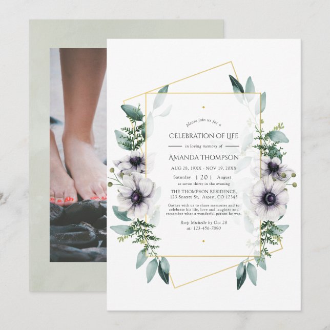 Invitation Eucalyptus Anémonique Célébration géométrique de l (Devant / Derrière)