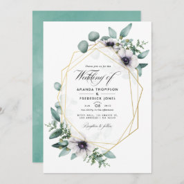 Invitation Eucalyptus Anémonique photo Mariage géométrique
