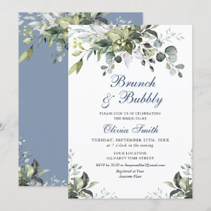 Invitation Eucalyptus aquarelle Brunch et Bubbly