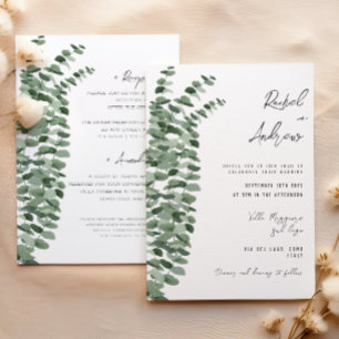 Invitation Eucalyptus aquarelle Détails de mariage élégant