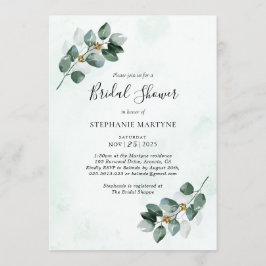 Invitation Eucalyptus Aquarelle Feuille Fête des mariées