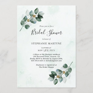 Invitation Eucalyptus Aquarelle Feuille Fête des mariées