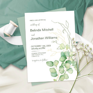 Invitation Eucalyptus Aquarelle minimaliste Mariage