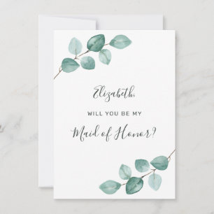 Invitation Eucalyptus Aquarelle Verdure Maid of Honor