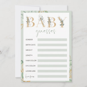 Invitation Eucalyptus baby shower jeu de devination