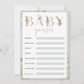 Invitation Eucalyptus baby shower jeu de devination