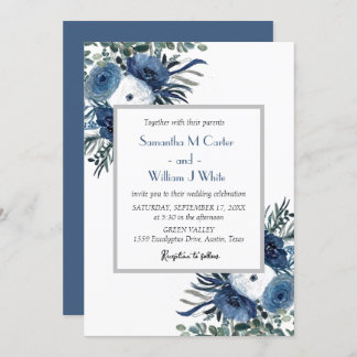 Invitation Eucalyptus bleu rustique