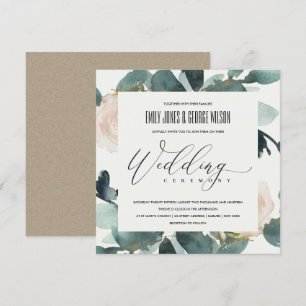 INVITATION EUCALYPTUS BLUSH ROSE FOLIAGE MARIAGE WATERCOLOR