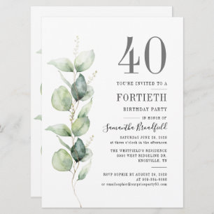 Invitation Eucalyptus Botanical 40ème Anniversaire