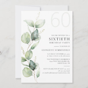Invitation Eucalyptus Botanical Mom 60e anniversaire