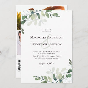 Invitation Eucalyptus Botanics QR Code Photo Mariage Invita