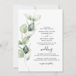 Invitation Eucalyptus Botanique QR Code tout en un Mariage