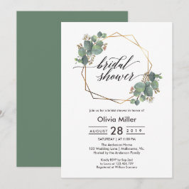 Invitation Eucalyptus cadre géométrique douche nuptiale invit