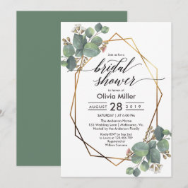 Invitation Eucalyptus cadre géométrique douche nuptiale invit