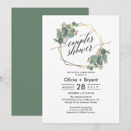 Invitation Eucalyptus cadre géométrique douche nuptiale invit
