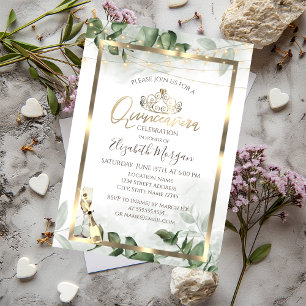 Invitation Eucalyptus Cadre Vin Quinceanera