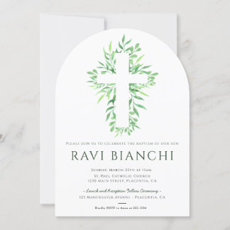 Invitation Eucalyptus Christening Vert Baptême