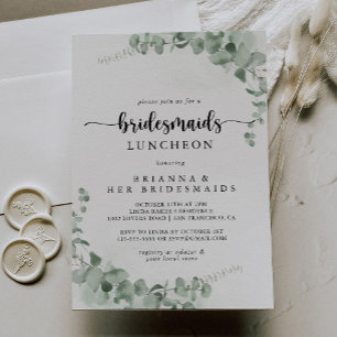 Invitation Eucalyptus Classique Bridesmaids Luncheon Douche