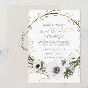 Invitation Eucalyptus de saule gris moderne Enregistrer la da