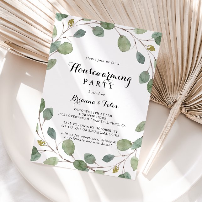 Invitation Eucalyptus de verdure Foliage Fête de réchauffemen (Créateur téléchargé)