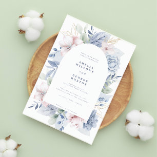 Invitation Eucalyptus & Dusty Blue floral Blooms Mariage