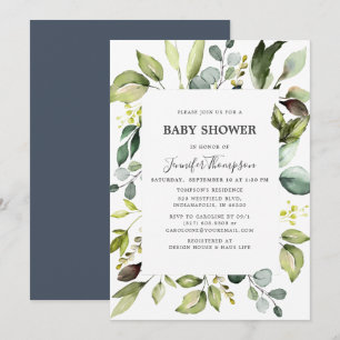 Invitation Eucalyptus élégant avec Baby shower verdoyant
