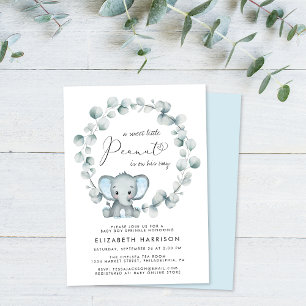 Invitation Eucalyptus éléphant bébé saupoudrer garçon