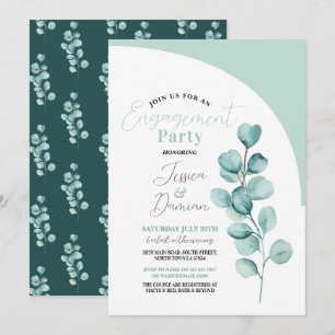 Invitation Eucalyptus Engagement Party Couples Feuilles de do