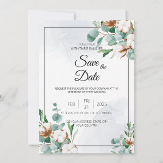 Invitation Eucalyptus et Bliss de coton