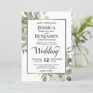 Invitation Eucalyptus et Pins Rustiques d'aquarelle Mariage d