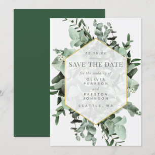 Invitation Eucalyptus et verdure Aquarelle Enregistrer la dat