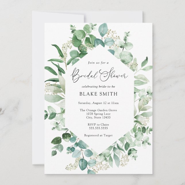 Invitation Eucalyptus et verdure nuptiale douche (Devant)