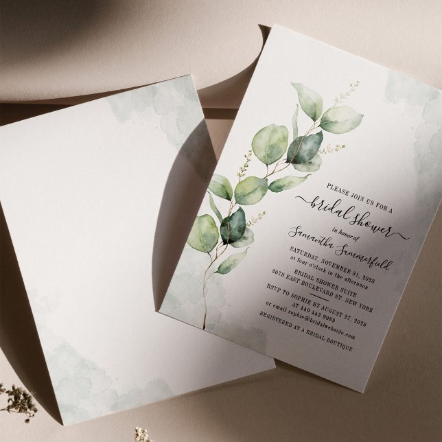 Invitation Eucalyptus Fête des mariées botanique verte (Eucalyptus Foliage Botanical Bridal Shower Invitation)