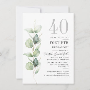 Invitation Eucalyptus fête du 40e anniversaire