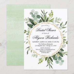 Invitation Eucalyptus feuillage nuptiale douche verte moderne