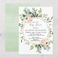 Eucalyptus feuillage or rose baby shower fille