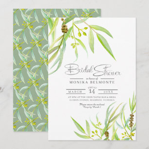 Invitation Eucalyptus feuille douche nuptiale aquarelle