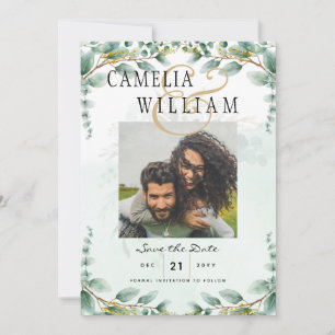 Invitation Eucalyptus Feuille OR MARIAGE QR CODE BUDGET